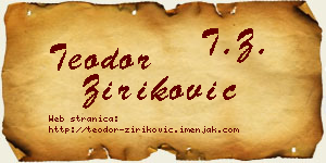 Teodor Ziriković vizit kartica